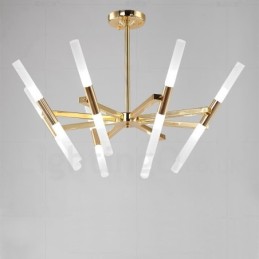 Moderní současná světlá zlatá lustrová lampa 2 řady 16