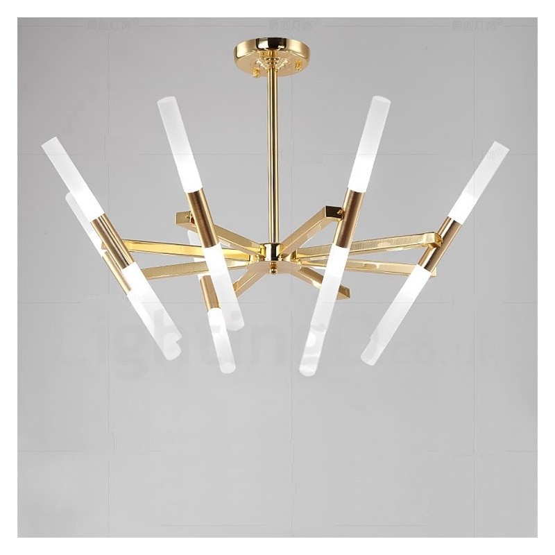 Moderní současná světlá zlatá lustrová lampa 2 řady 16