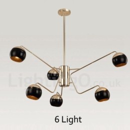 6 Lehká 2patrová moderní současná kovová lustrová lampa se skleněným stínidlem