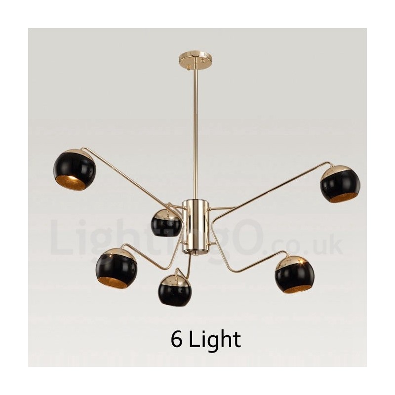 6 Lehká 2patrová moderní současná kovová lustrová lampa se skleněným stínidlem