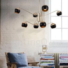 8 Lehká 2patrová moderní současná kovová lustrová lampa se skleněným stínidlem