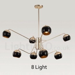 8 Lehká 2patrová moderní současná kovová lustrová lampa se skleněným stínidlem
