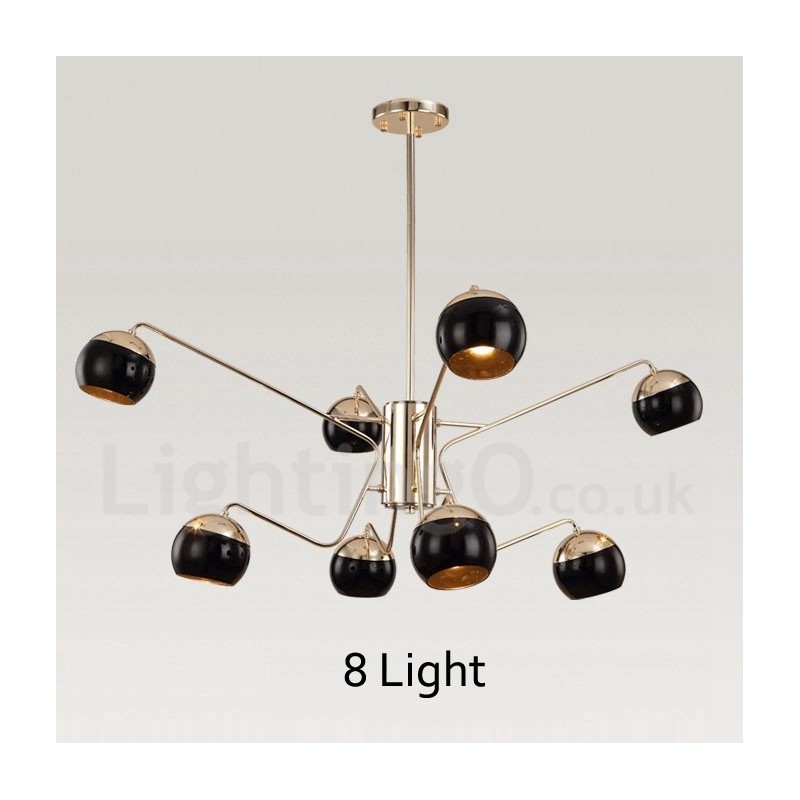 8 Lehká 2patrová moderní současná kovová lustrová lampa se skleněným stínidlem