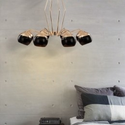 8 lehké jednopatrové moderní současná kovová lustrová lampa se skleněným stínidlem