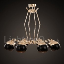 8 lehké jednopatrové moderní současná kovová lustrová lampa se skleněným stínidlem