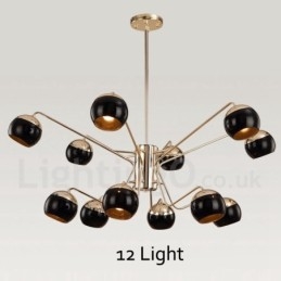 12 Lehká 2patrová moderní současná kovová lustrová lampa se skleněným stínidlem
