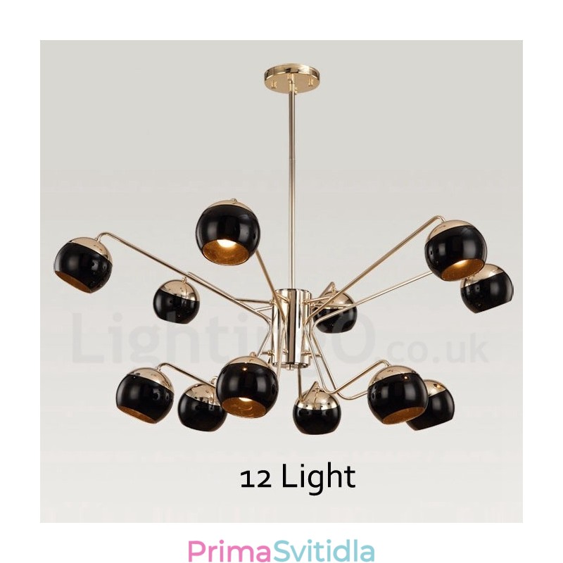 12 Lehká 2patrová moderní současná kovová lustrová lampa se skleněným stínidlem