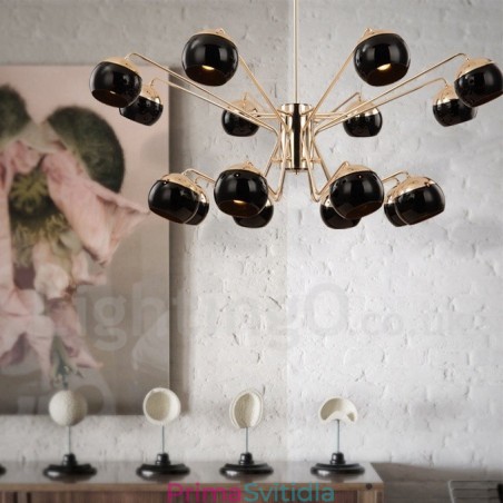 16 Lehká 2patrová moderní současná kovová lustrová lampa se skleněným stínidlem 16 Lehká 2patrová moderní současná kovová lustrová lampa se skleněným stínidlem