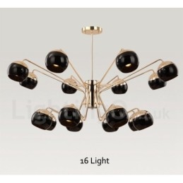 16 Lehká 2patrová moderní současná kovová lustrová lampa se skleněným stínidlem
