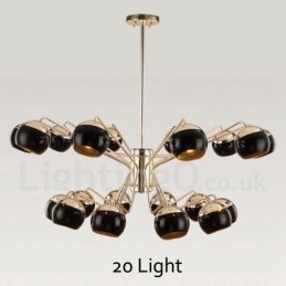 Moderní kovová lustrová lampa se skleněným stínidlem