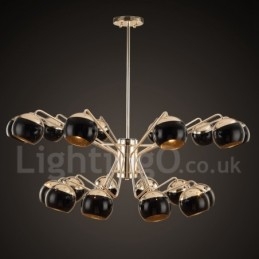 Moderní kovová lustrová lampa se skleněným stínidlem