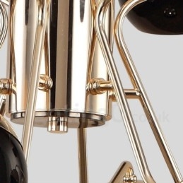 Moderní kovová lustrová lampa se skleněným stínidlem