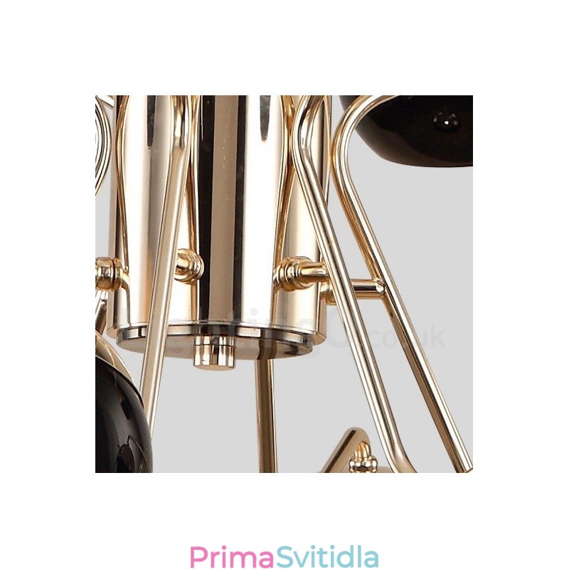 Moderní kovová lustrová lampa se skleněným stínidlem