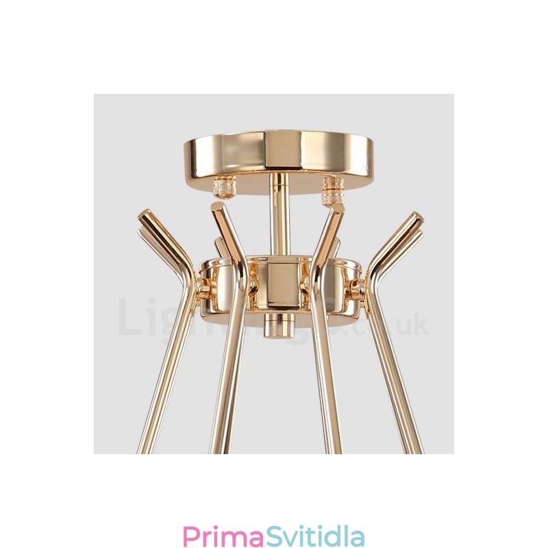 Moderní kovová lustrová lampa se skleněným stínidlem