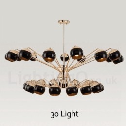 30 Lehká 2patrová moderní současná kovová lustrová lampa se skleněným stínidlem