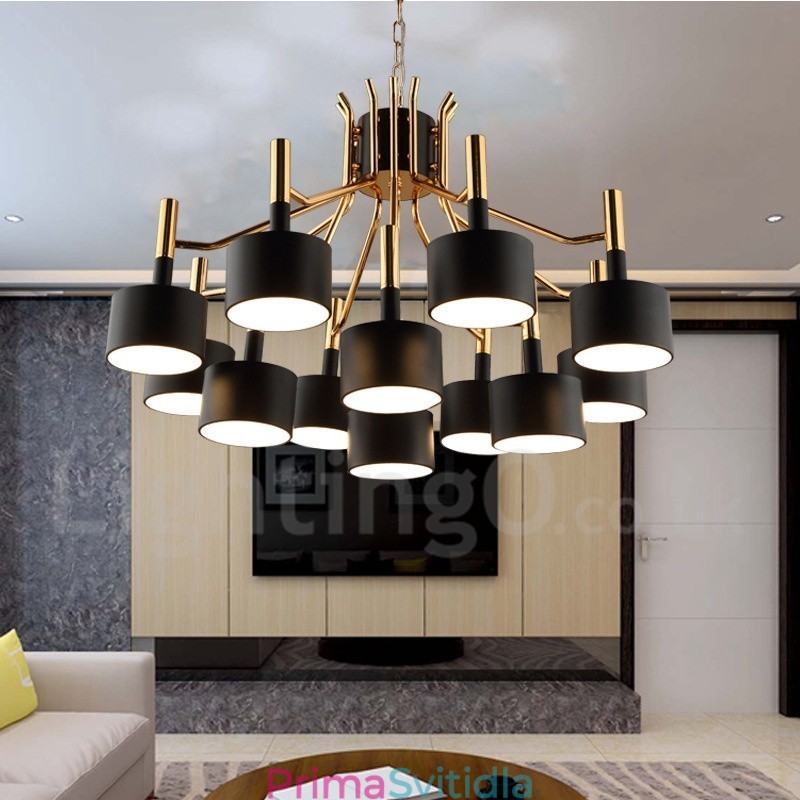 Moderní současná 12 světlá 2patrová lustrová lampa