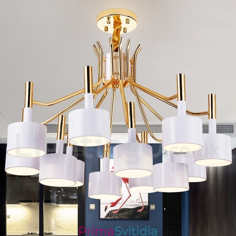 Moderní současná 12 světlá 2patrová lustrová lampa