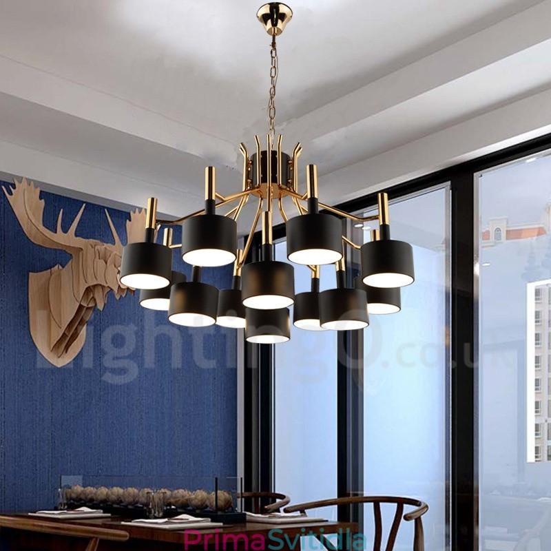 Moderní současná 12 světlá 2patrová lustrová lampa