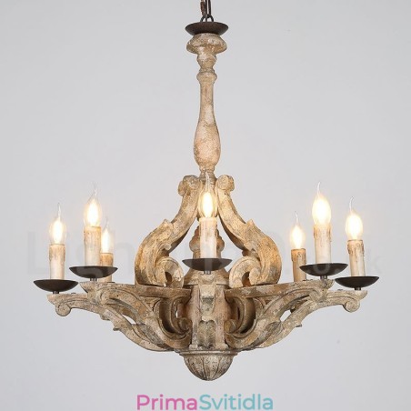 8 Light Vintage Retro dřevěná lustrová lampa Light 8 Light Vintage Retro dřevěná lustrová lampa Light