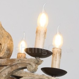 8 Light Vintage Retro dřevěná lustrová lampa Light
