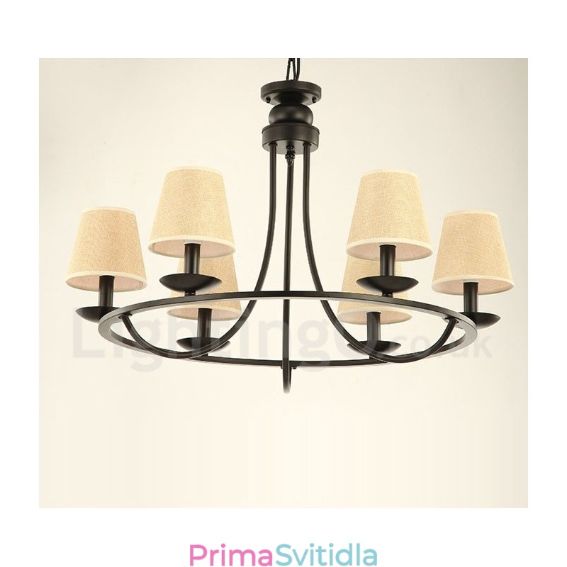 Jednopatrová lustrová lampa Country Retro 6 Light