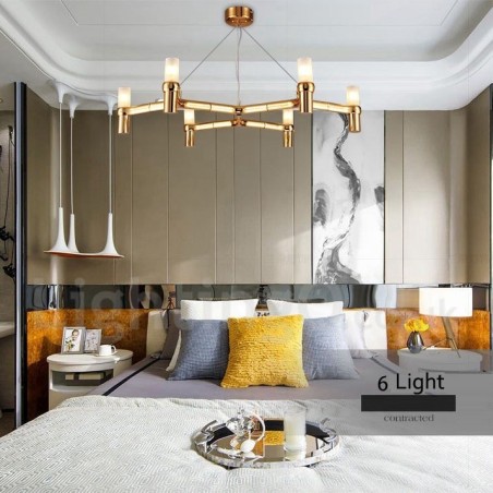 6 lehkých jednovrstvých moderních moderních lustrových lamp