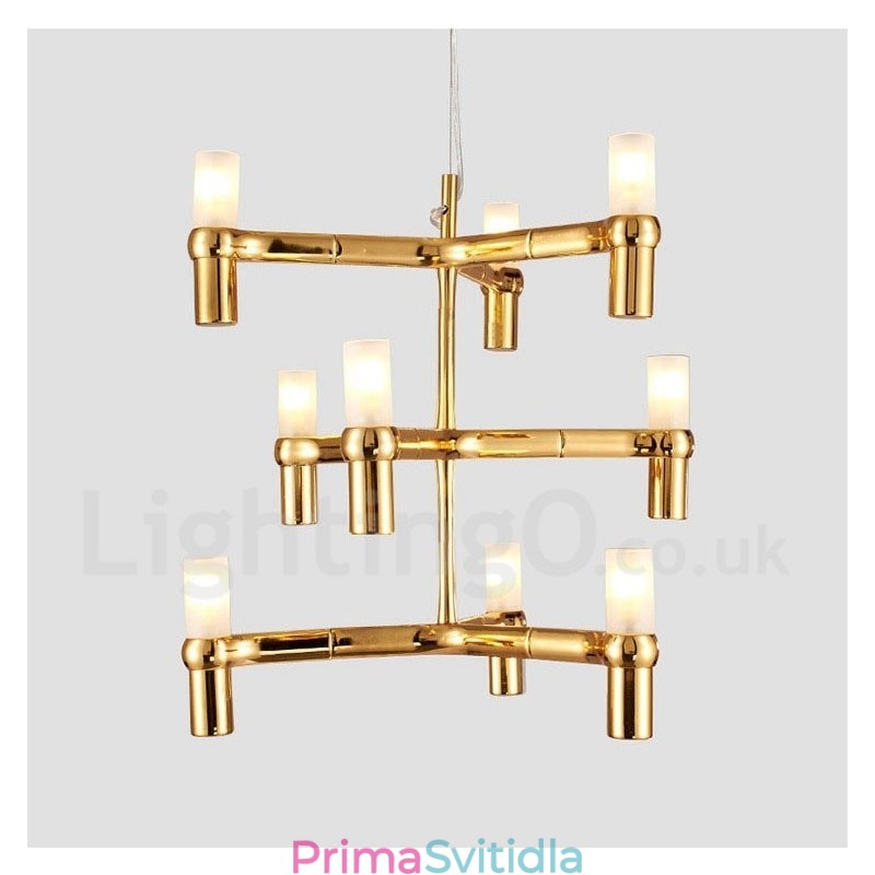 9 Lehká 3patrová moderní současná lustrová lampa Light