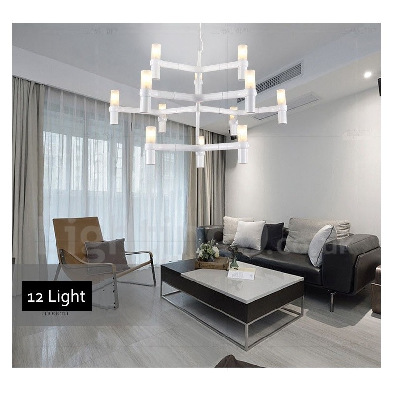 12 Lehká 3patrová moderní současná lustrová lampa Light