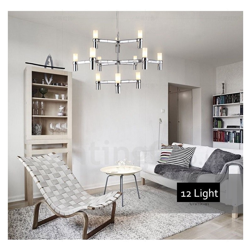 12 Lehká 3patrová moderní současná lustrová lampa Light