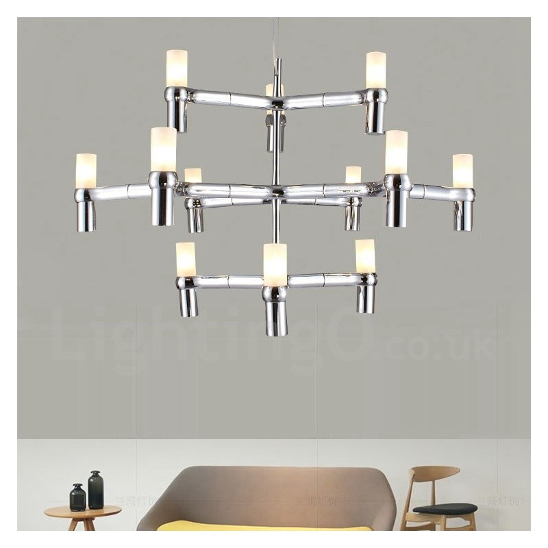 12 Lehká 3patrová moderní současná lustrová lampa Light