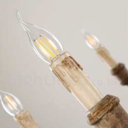 Country Vintage Wooden 6 Light Lustr Light