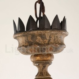 Country Vintage Wooden 6 Light Lustr Light