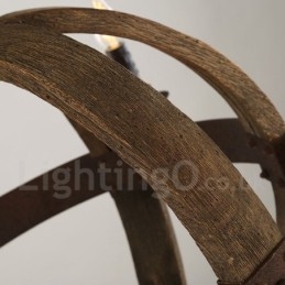 Country Vintage dřevěná lustrová lampa se 6 světly