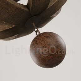 Country Vintage dřevěná lustrová lampa se 6 světly