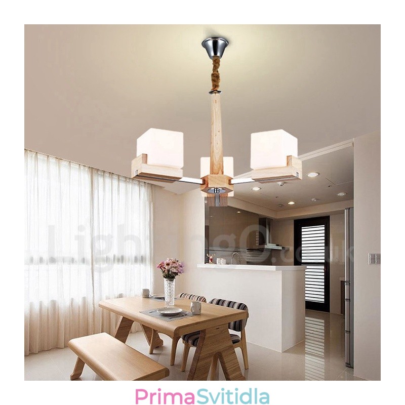 Dřevěná moderní současná 3 lehká jednopatrová lustrová lampa