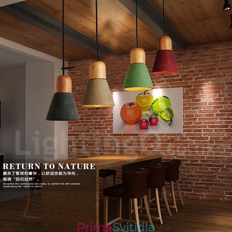 Moderní Contemporary Wood Multi Colors Concrte závěsné světlo