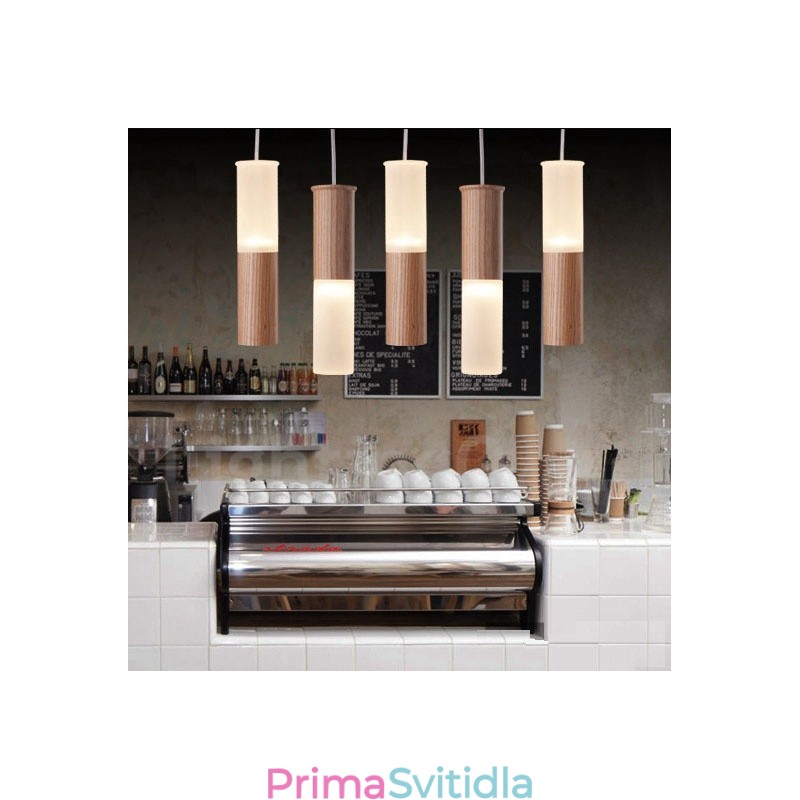 Moderní Contemporary 5 světlé dřevěné závěsné svítidlo