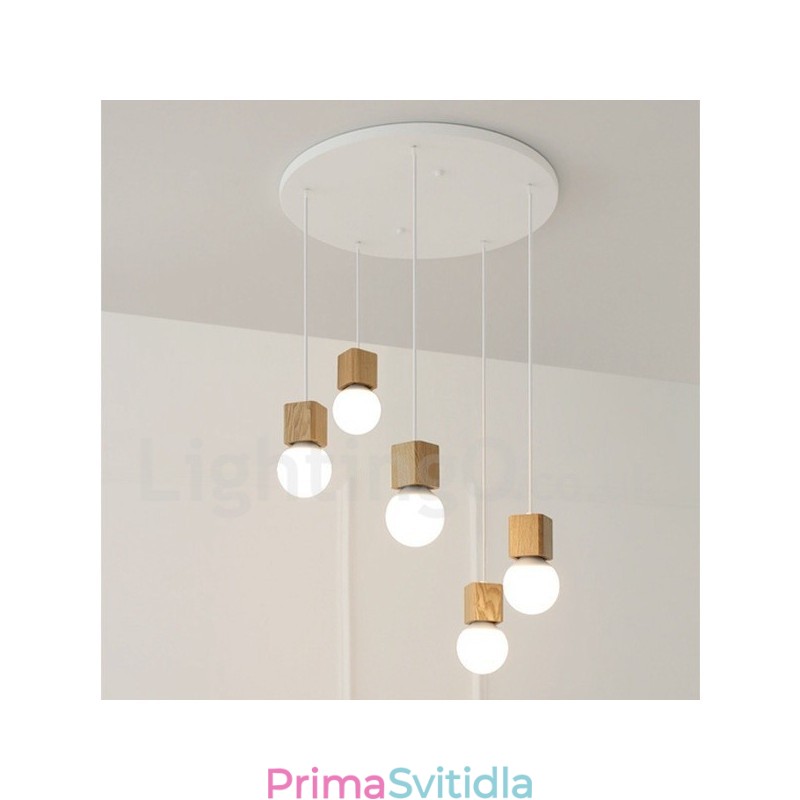 5 Light Wood Rustic Lodge Pendant Light
