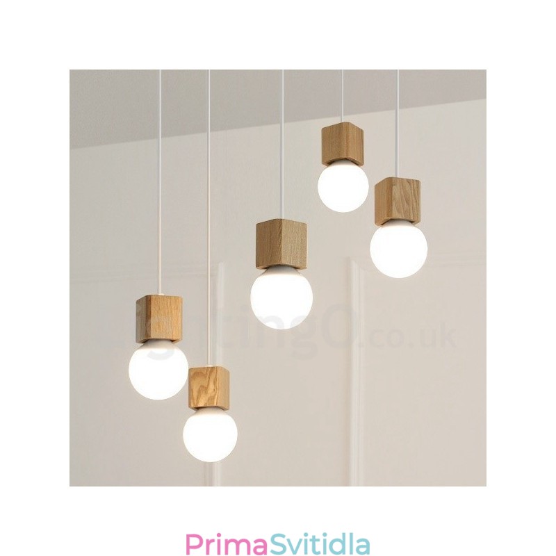 5 Light Wood Rustic Lodge Pendant Light