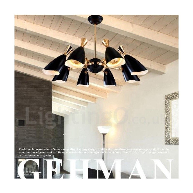 Moderní současná lustrová lampa s 8 světly