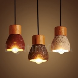 Moderní Contemporary 1 Light Wood Concrte Závěsné svítidlo