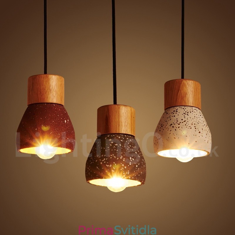 Moderní Contemporary 1 Light Wood Concrte Závěsné svítidlo