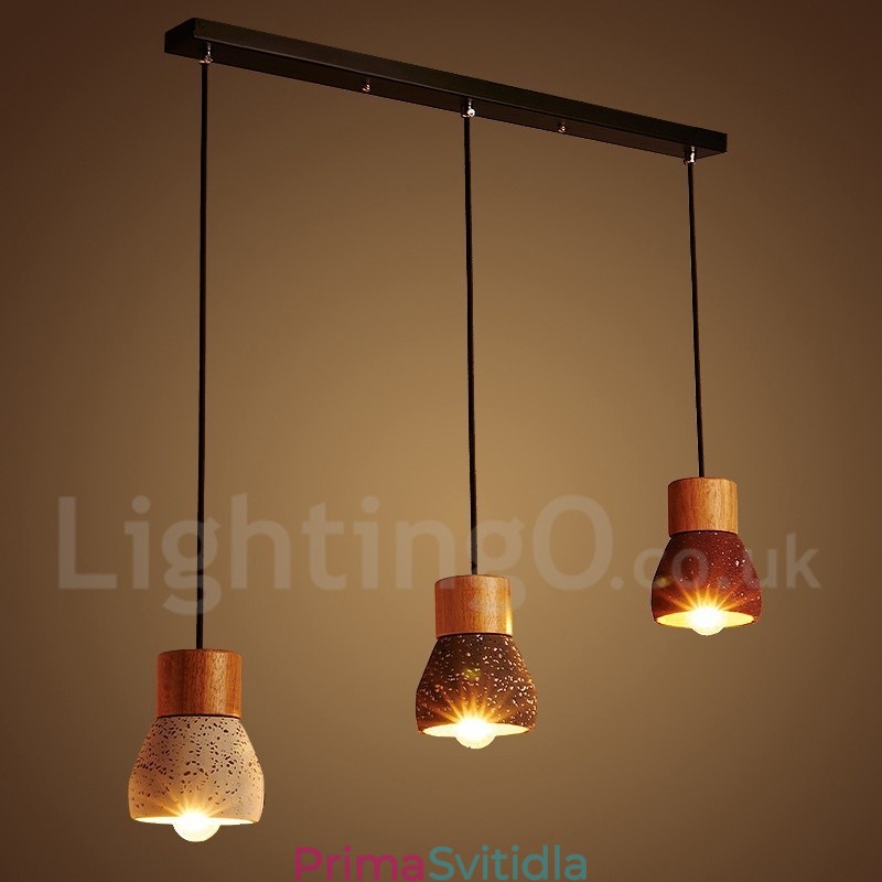 Moderní Contemporary 1 Light Wood Concrte Závěsné svítidlo