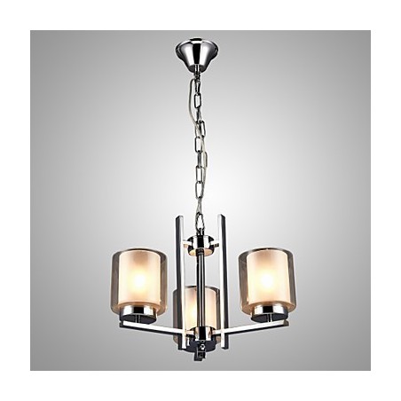 Železný galvanicky pokovený lustr se skleněným stínidlem Klasická lampa se svíčkami se 3 hlavami Železný galvanicky pokovený lustr se skleněným stínidlem Klasická lampa se svíčkami se 3 hlavami