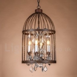 Retro Vintage Metal 4 Light Závěsné světlo Birdcage
