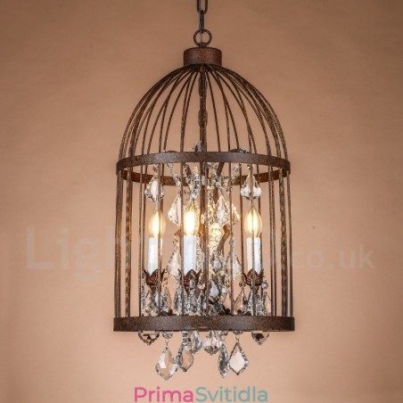 Retro Vintage Metal 4 Light Závěsné světlo Birdcage Retro Vintage Metal 4 Light Závěsné světlo Birdcage