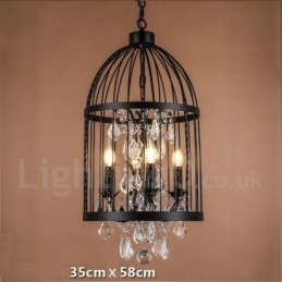 Retro Vintage Metal 4 Light Závěsné světlo Birdcage