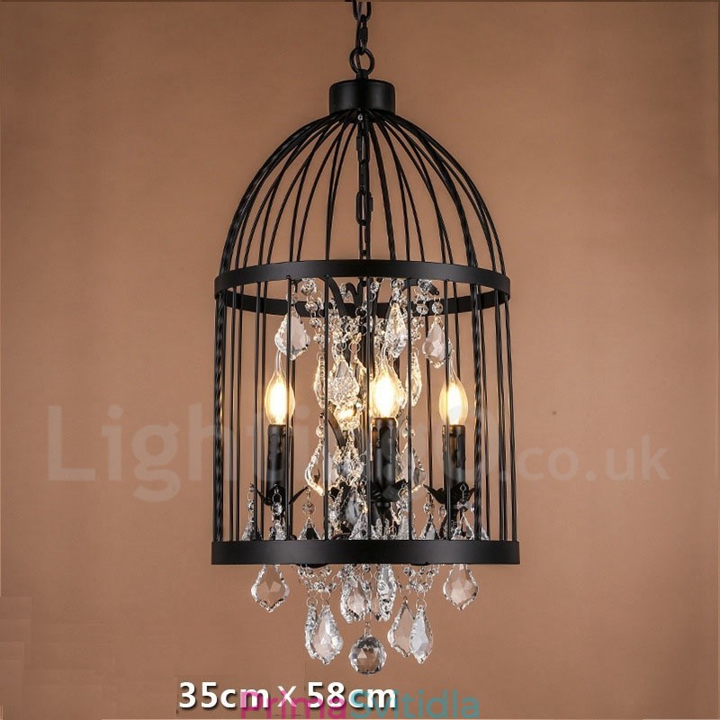 Retro Vintage Metal 4 Light Závěsné světlo Birdcage