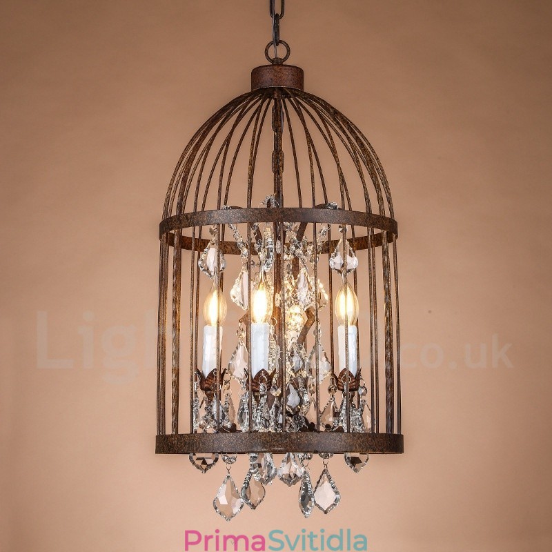 Retro Vintage Metal 4 Light Závěsné světlo Birdcage