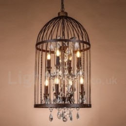 Retro Vintage kovové závěsné světlo 8 Light Birdcage